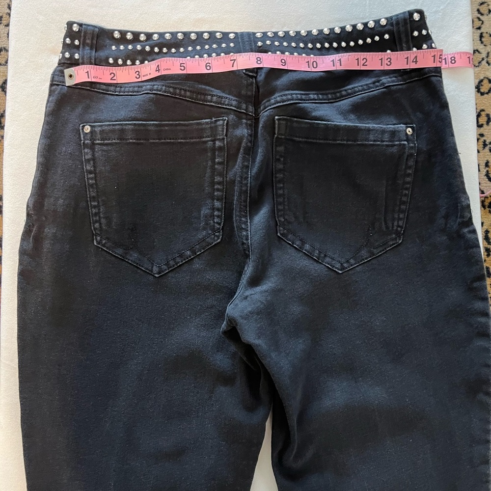 INC International Concepts Black Studded High Rise Jeans